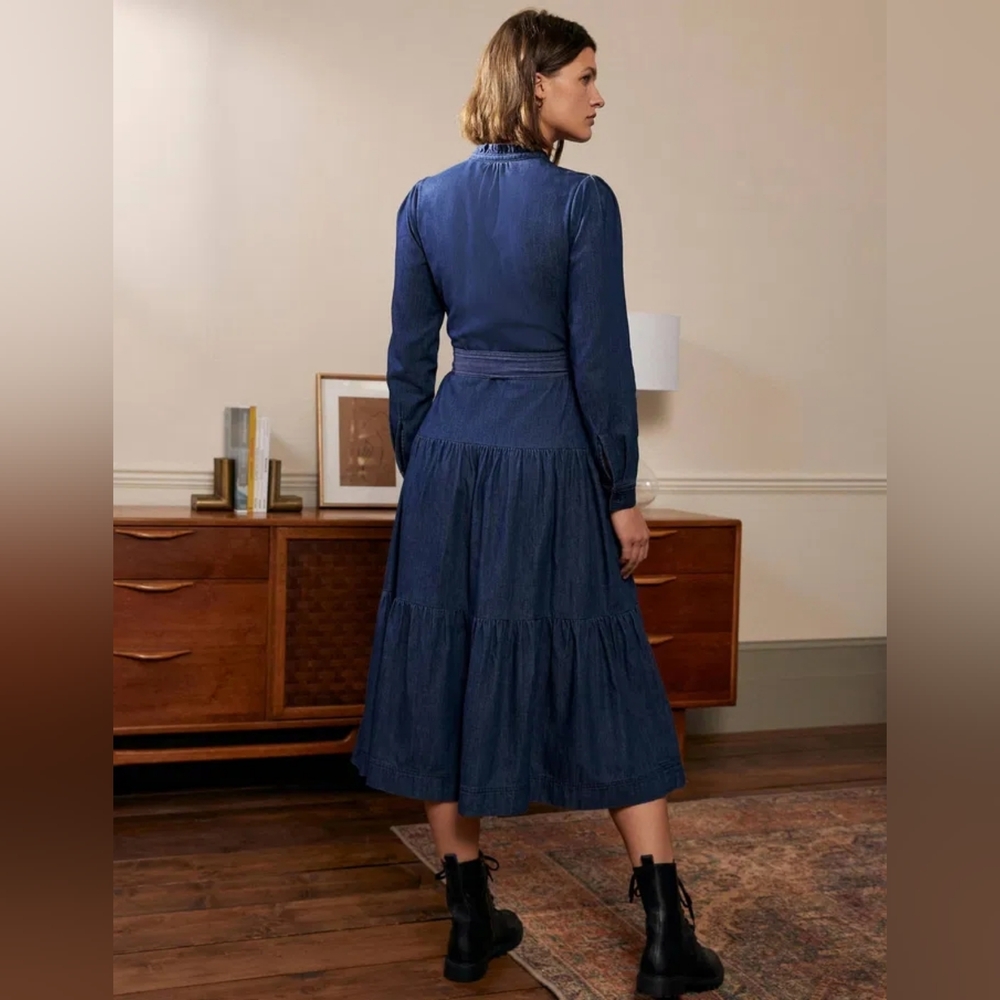 Boden Denim Ellen Tiered Shirt Dress Size 6R - Picture 8 of 12